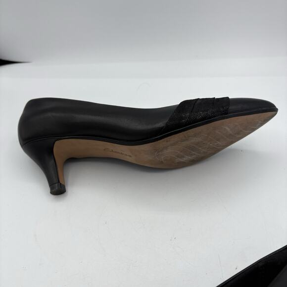 Clarks Collection Heels Womens 7.5 M Linvale Madie Pumps Pointed Toe Black - Picture 9 of 10